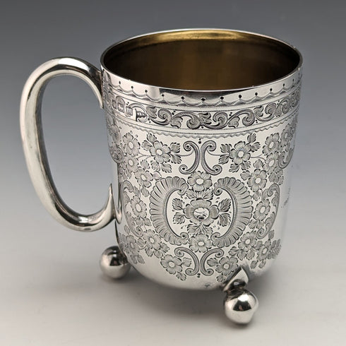 1904年 英国アンティーク 純銀製マグカップ 130g Walker and Hall